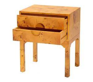 bali & pari Kayla Light Mappa Real Burl Wood Nightstand