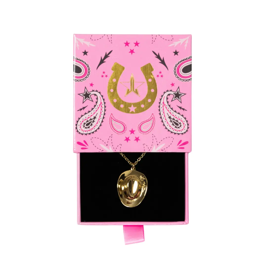 Jeffree Star Engraved Cowgirl Hat Necklace with Adjustable 21" Chain & Gift Boxed Jewelry Jeffree Star Engraved Cowgirl Hat Necklace with Adjustable 21" Chain & Gift Boxed Jewelry