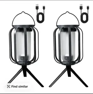 Solar Lantern Outdoor Light with Base Upgraded Flickering Flame Waterproof for Patio Garden Room Decoration Christmas Gift Holiday Decorations Life-Like Dancing Flame Brighter