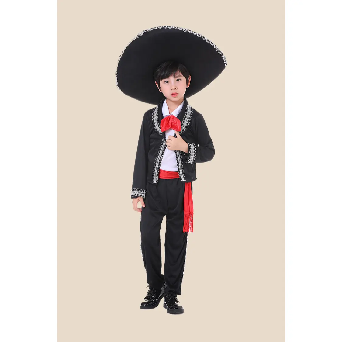 Male Day of the Dead Mariachi Costume Set - Skeleton Print Polyester Fiber Clothes + Hat, Ethnic Mariachi Outfit for Halloween Party Cosplay, S/1 Size Fits All Options