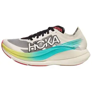 HOKA ONE ONE Rocket X 2 Low-Top Running Shoes for Men and Women with Comfort, Versatility, Slip-Resistance, and Durability in White-Gray-Blue Trending Shoes, House White Official Shoes to Get / Maison Mihara