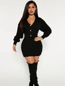 Michelle Sweater Mini Dress - Black