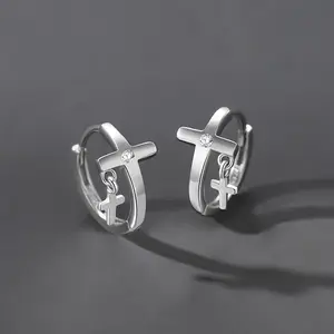 Men's Unique Double Cross Earrings for Daily Wear, Stud Earrings, Men's Gift