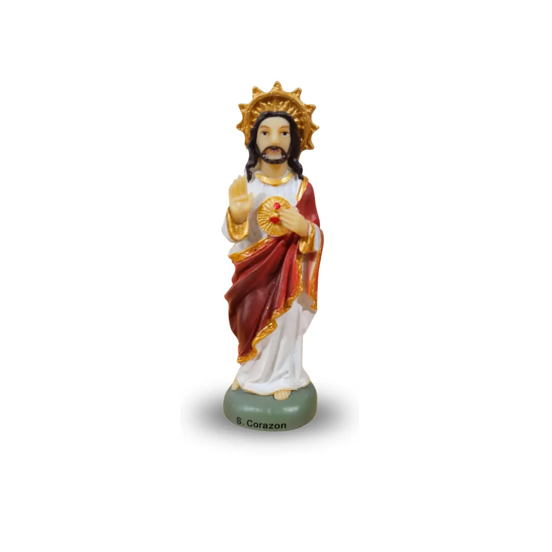 Mini Sagrado Corazón de Jesús Statue – 3 Inch Devotional Altar Figure for Prayer & Home Altars
