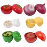 6-Piece Fruit & Vegetable Shaped Food Storage Containers, Cute Onion, Apple, Tomato, Lemon, Garlic & Pepper Keeper, BPA-Free Fridge Organizer for Kitchen, Refrigerator Storage Containers