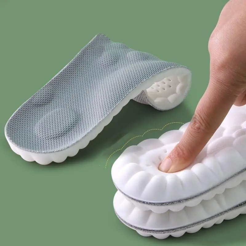 Women's Men's Insoles, Men's Women's Cloud Sole, Men's 4D Cloud Sole, Anti-Fatigue, Shock Absorption, Foot Pain Relief, Grey
