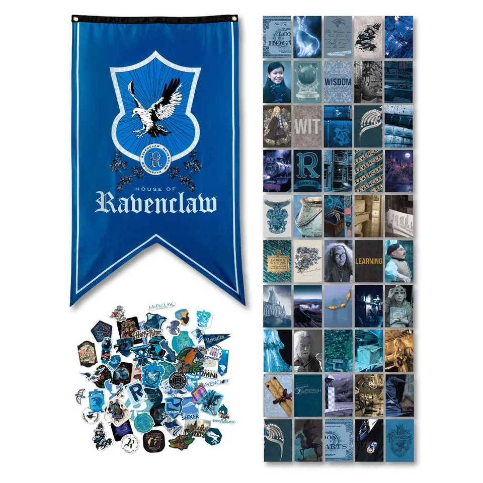 Harry Potter Ravenclaw House Pride Bundle (30'' x 50'' Banner, 60-Pack Decals & Wall Collage Kit)
