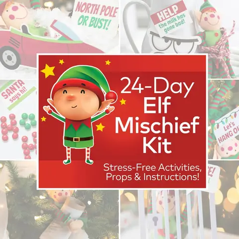 Christmas Elf Mischief Activity Kit with Props & Instructions for 24 Days