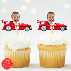 Two Fast Race Car Cupcake Topper – Personalized Birthday Party Decor