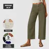 Flamingals Solid Stitch Detail Mid Waist Crop Baby Barrel Pants Without Belt Casual
