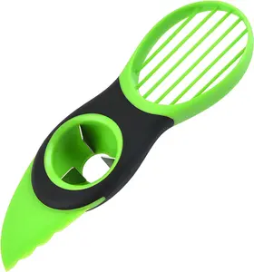 BARTANS Good Grips 3-in-1 Avocado Slicer Green Stainless Steel Reusable Fruit Cutter Pitter & Slicer for Easy Cutting Pitting & Slicing Kitchen Utensil Dishwasher Safe Top Rack Ergonomic Handles