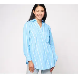 Studio Park x Leah Williams Woven Collared Wrap Shirt