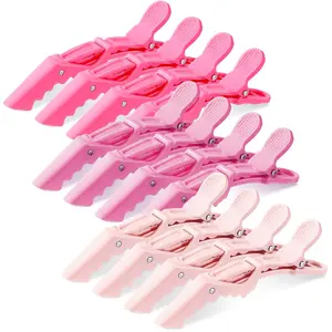 12 count  Clips for Hair Styling Matte  Crocodile Clips for Women Hair Sectioning(Pink)