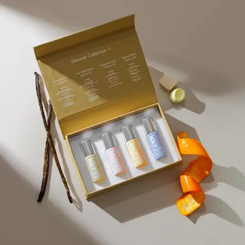 Kaer Discovery Collection I - Set of 4 Long Lasting Perfume Oils - Tuberose Bloom, Gourmand Girl, Coco Vanilla Dream, Mango Harmony fragrance Yara ok Eau De Parfume