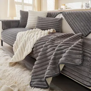 Pet-Friendly Sofa Cover 1PC, Plush Non-Slip Couch Cover, Thick Corduroy Washable Furniture Slipcover for Pets, Soft Anti-Scratch Couch Cover, Living Room Decor Sofa Mat for Sectional, Loveseat, 2/3/4-Seater Sofa