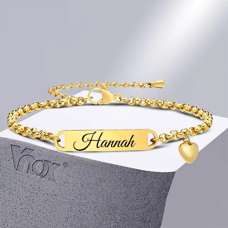 Vnox Free Custom Name Bar ID Bracelets,Personalized Gift for Women Girls Mom Best Friends Bridesmaid, Stainless Steel Jewelry