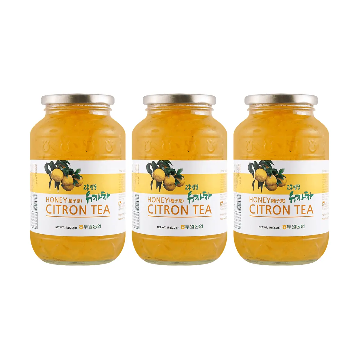 NONGHYUP Korean Honey Citron Tea 3kg (3x1kg Jars) - Premium Yuja Cha Drink, Authentic Korean Traditional Beverage, Sweet & Tangy Flavor, Perfect for Hot or Cold Brew