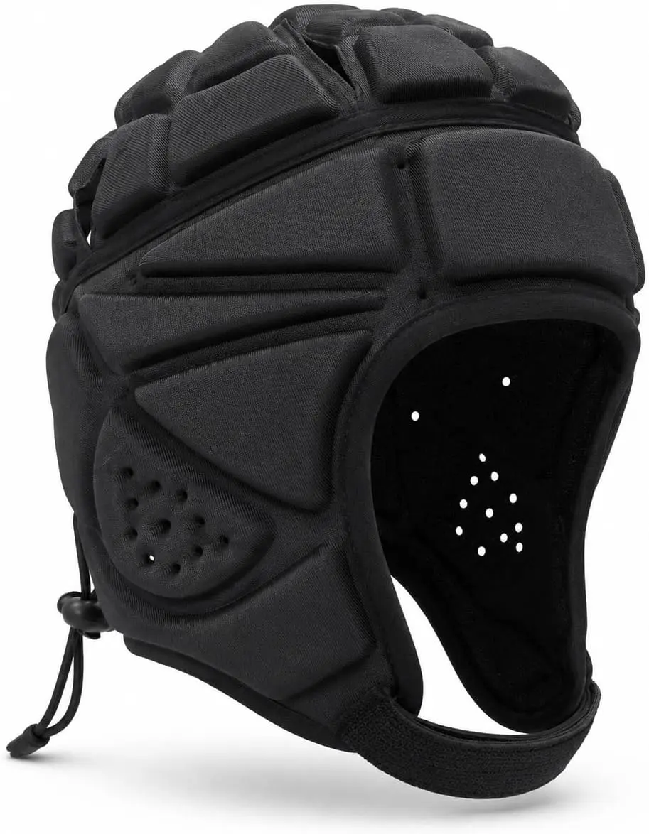 Youth Adjustable Soft Shell Football/Scrimmage Helmet - 7v7 Breathable Cool Ergo Shape Scrum Cap, Youth Sports Protective Gear for Soccer