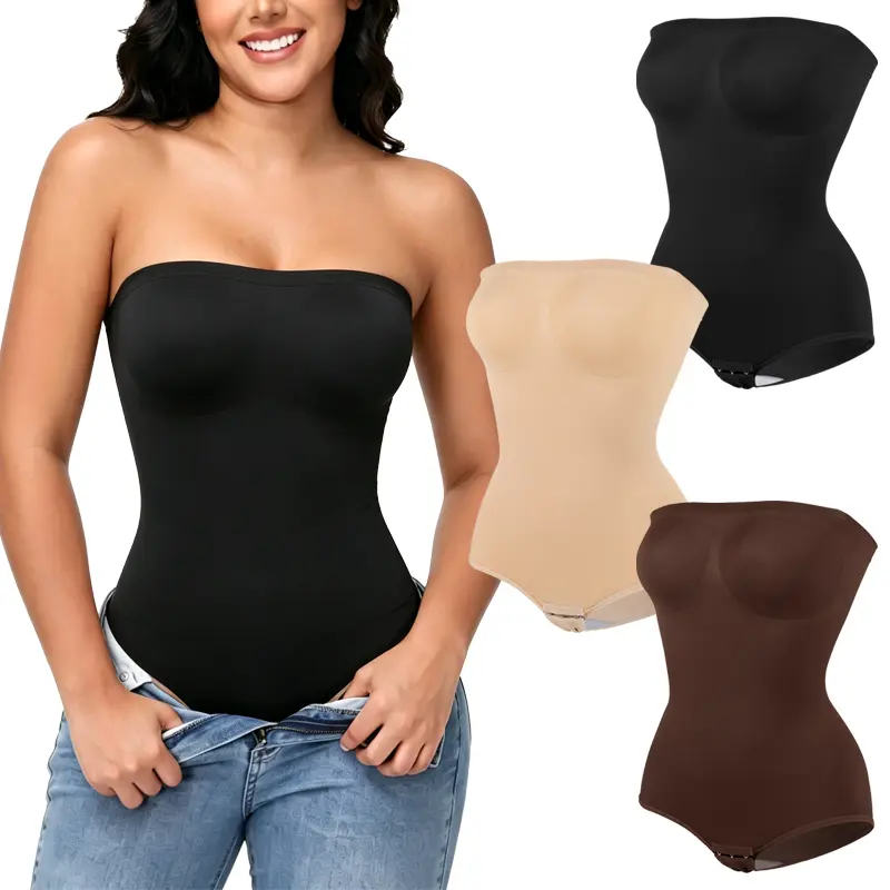 Strapless Shapewear Bodysuit for Women, Soft Seamless Tummy Control with Convertible Halter Straps for Under Dresses, Clothes,travel essentials,camping essentials, One Piece For Office, Parties, Dates