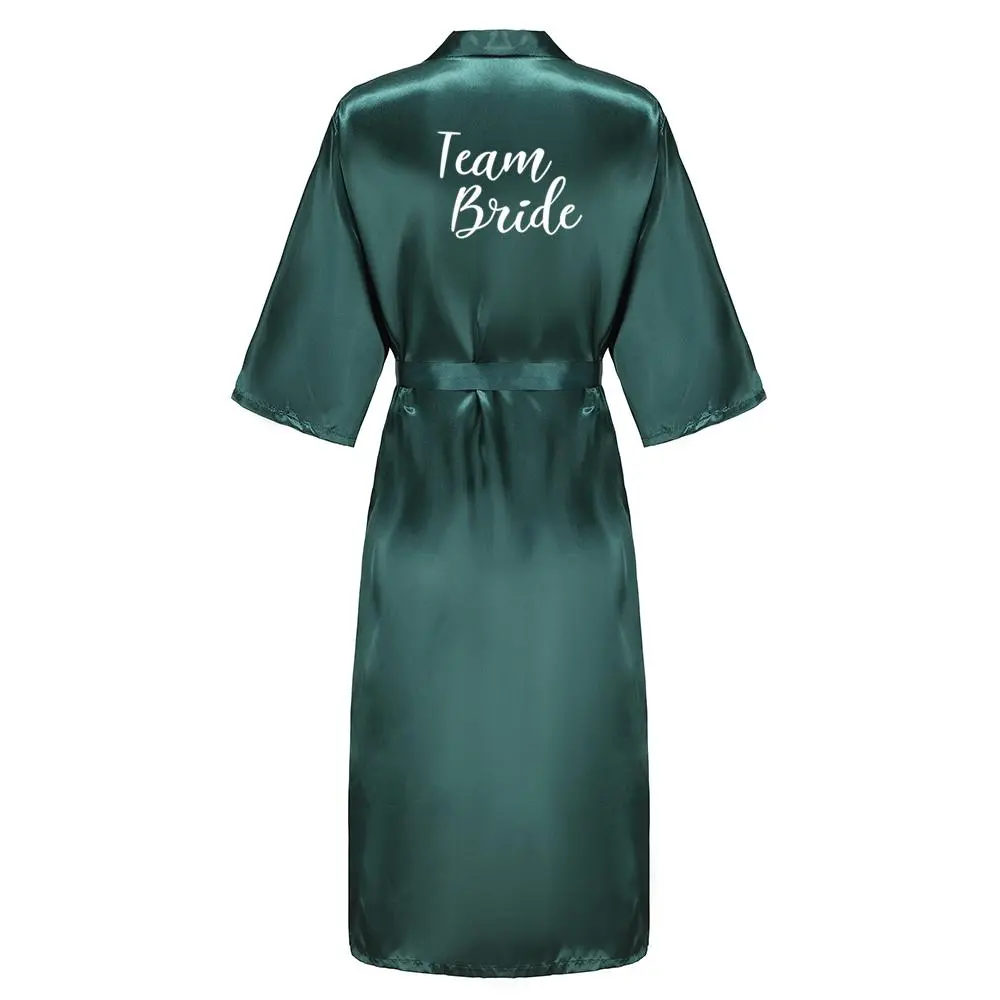 New Bridesmaid Team Bride Long Robes For Women With White Letter Satin Bridal Party Bathrobe Wedding Gift