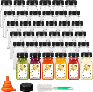 36pcs 4oz Juice Bottles, Reusable Small Shot Bottles with Lids, Labels, Funnel and Brush Beverage Containers for Juicing, Ginger Shots, Milk and Beverages