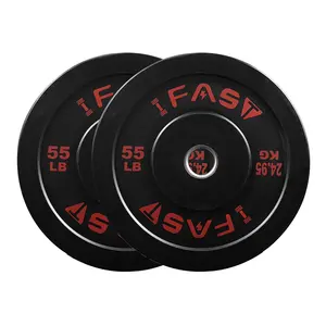 Rubber Bumper Plates 55lb with Steel Insert for Home Gym Strength Training Weightlifting Bench Press Workout Bundle Options