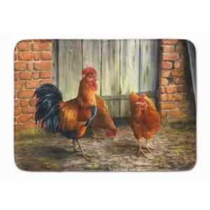 Carolines Treasures  Rooster & Chickens by Daphne Baxter Machine Washable Memory Foam Mat