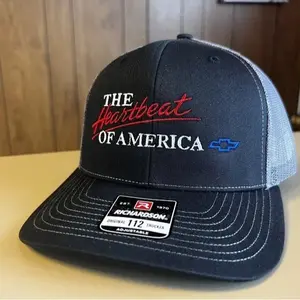 The Heartbeat Of America Embroidered Trucker Cap Custom Thread Color Vintage Soft Cotton Adjustable Hat Trendy Streetwear Gift for Men & Women