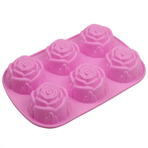 Rose Shaped Silicone Mold, 1 Count 6-cavity Handmade Baking Mold, DIY Baking Mold for Handmade Soap, Candle, Cake, Chocolate, Kitchen Baking Tools, Baking Supplies Kitchenware