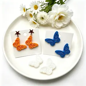 2pcs Valentine's Day Theme Colorful Butterfly Polymer Clay Cutter Kit, Spring Summer Easter Theme, Perfect for Handmade Earrings Jewelry Making, Hollow Detail Design, Jewelry Making Kits, Flower shape clay mold, Spring clay mold