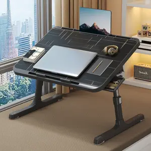 Lap Desk Bed Tray Table,Adjustable Laptop Stand for Bed with USB/Light/Fan/Drawer,Portable Laptop Desk Table for Bed/Couch/Sofa/Reading/Writing，Bed Trays for Eating and Laptops