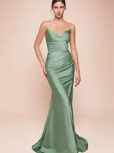 CD791 Strapless Stretch Satin Fitted Gown