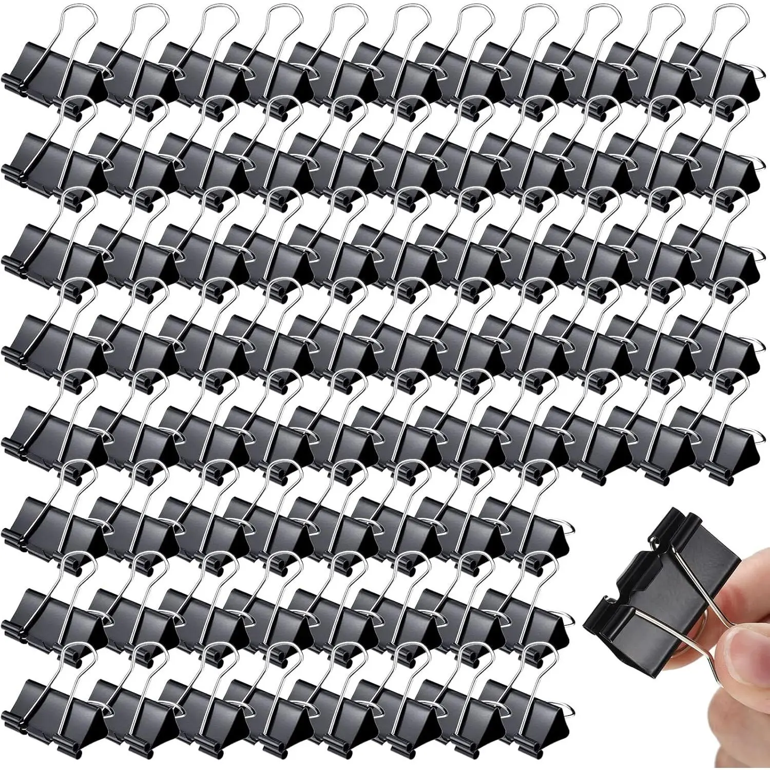 300 count Medium Binder Clips Paper Med Clips Office Supplies Paper Clamps for Teachers Students School Office Business Paperwork Supplies (Black, 1.25 Inch)