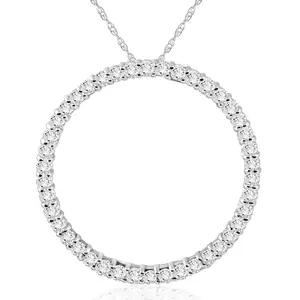 1 Ct Real Diamond Circle Of Life Eternity Round Pendant 14K White Gold