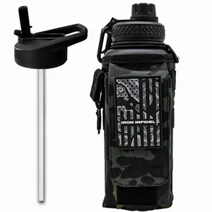 32oz Compact Battle Bottle Tactical Water Bottle for Outdoors, Gym, Fitness, Sports, Range, EDC, and Daily Hydration. With Tactical Carry Sleeve.