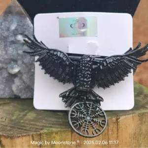 Large 5"x 3 Black Norse Crow Barrette