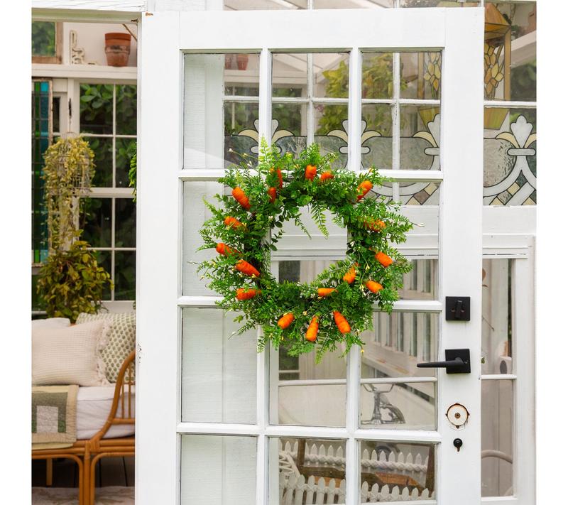 Nearly Natural 22" Mixed Fern Wreath with Carrot Ornaments
