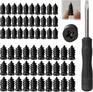 60PCS Tire Repair Rubber Nails Kit with 2 Sizes for Car/Motorcycle/Truck/Tractor/Jeep, Fast Self-service Screw Rubber Nail Vacuum Tire Puncture Repair Tool