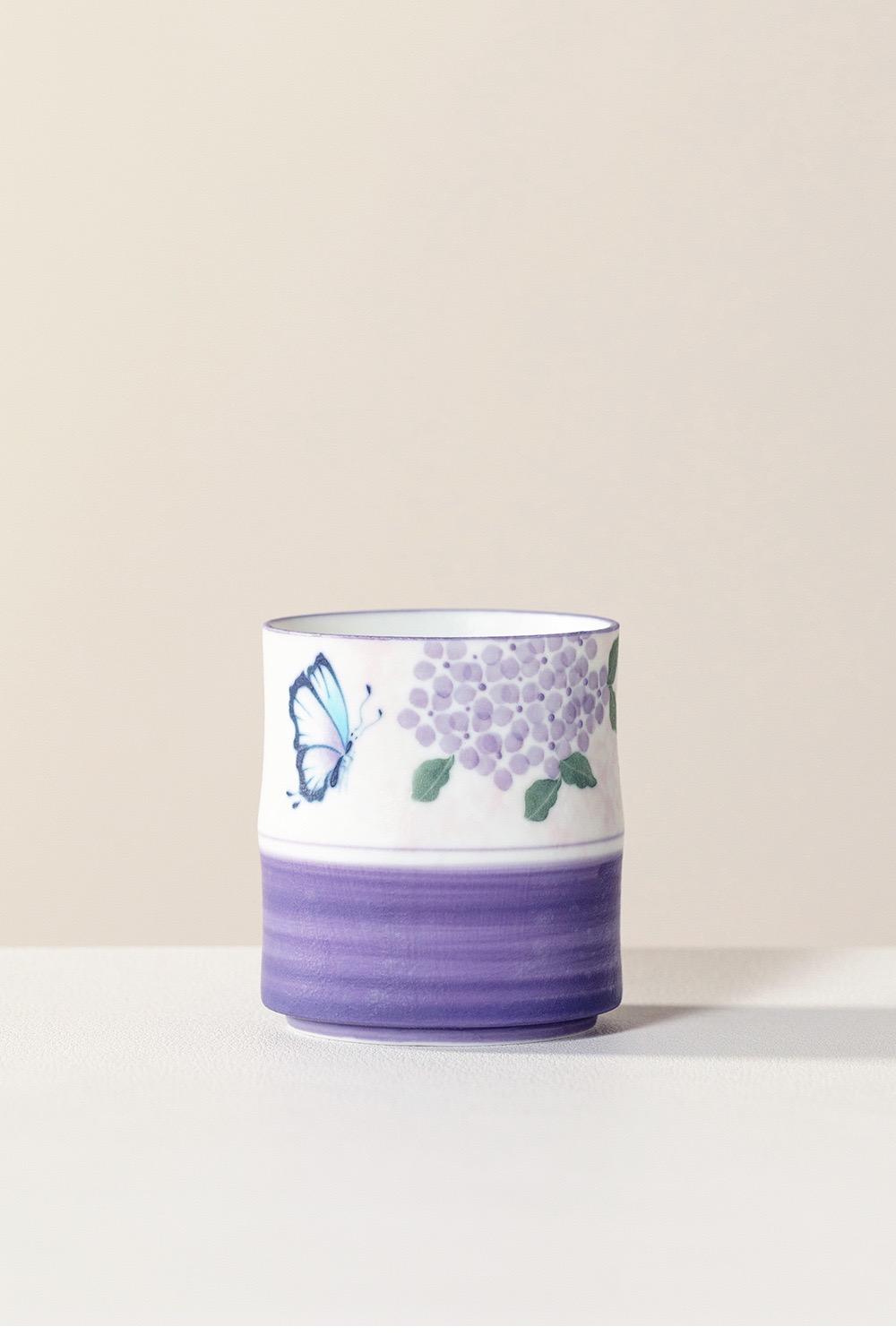 A433. Hand-Painted Purple Butterfly Ceramic Tea Set, 100 ml Kung Fu Teapot, Gaiwan Master Cup