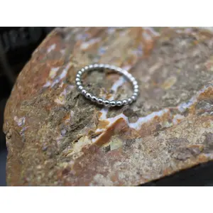 AUTUMN Ring - Full-Bead Wire Sterling Silver Stacking Ring, Minimal Ring, Midi Ring