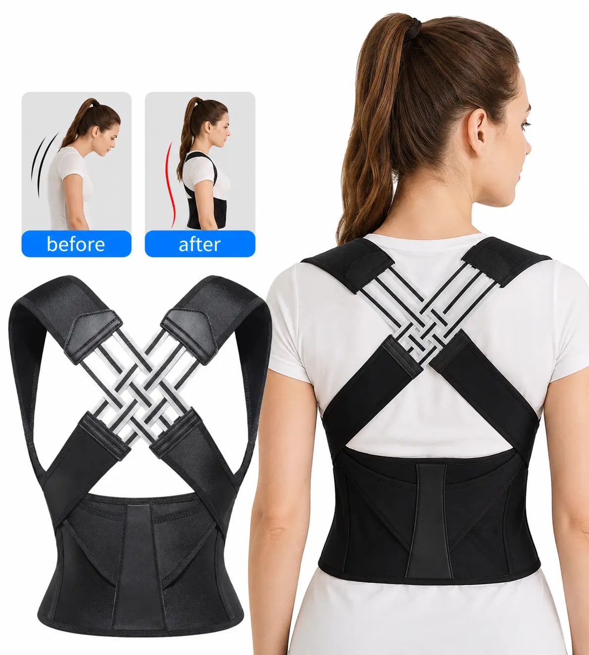 Adjustable Posture Support Brace for Men & Women