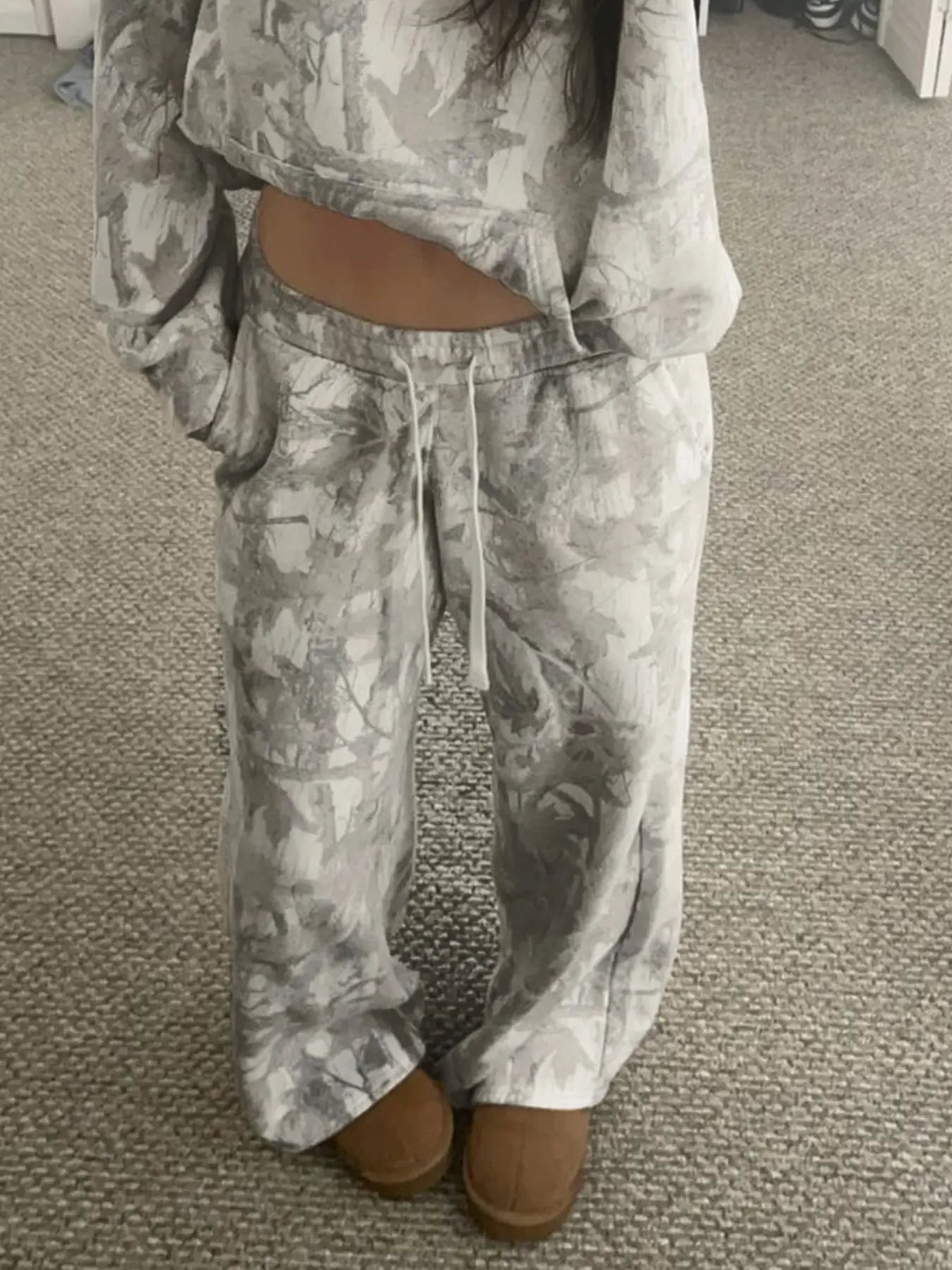Women's Camouflage Print Drawstring Loose Fit Straight Leg Sweatpants, Womenswear Casual Drawstring Waist Fashion Pants for Daily & Everyday Wear & Outdoor Activities, Bottom