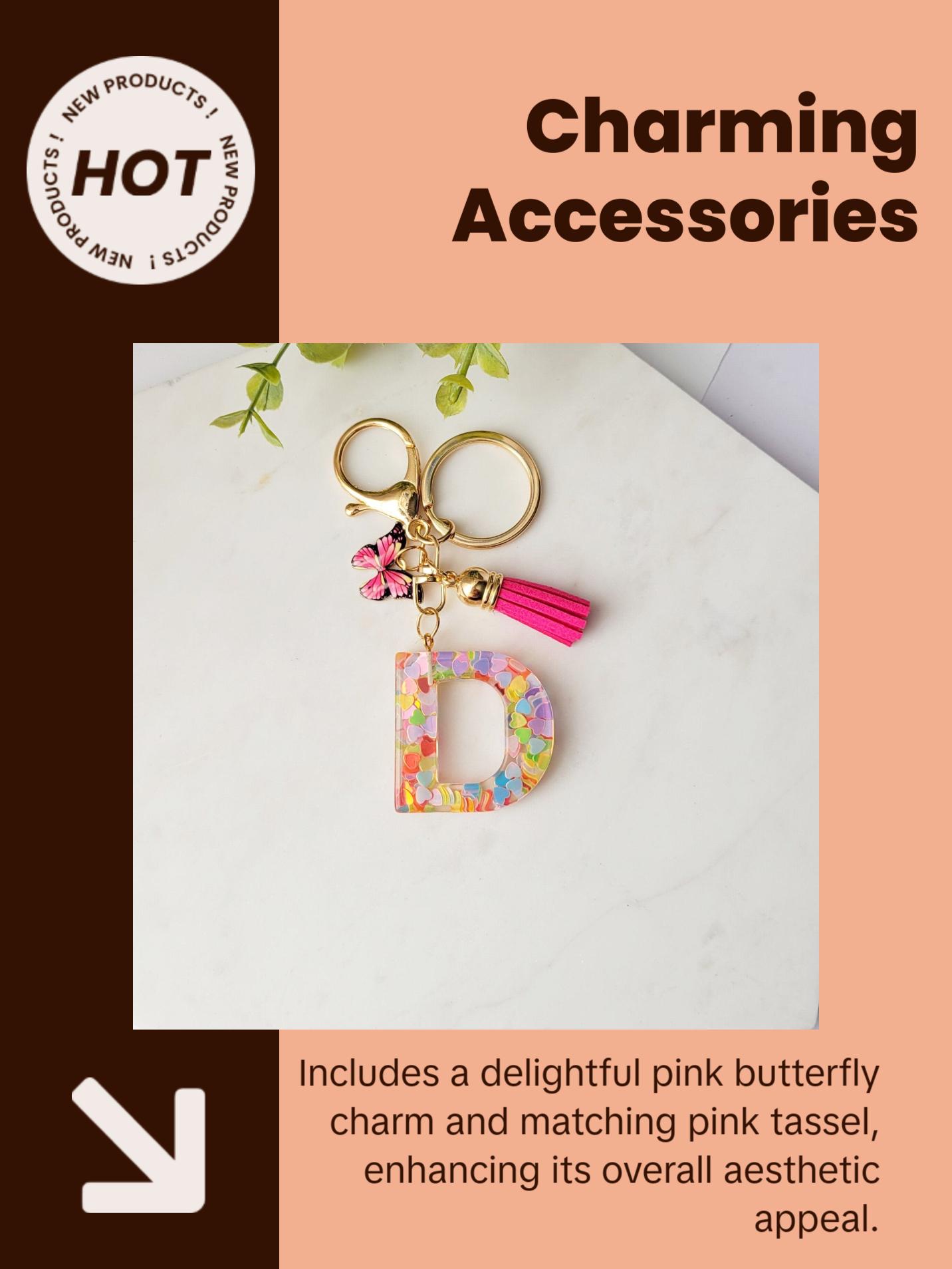 Pink Initial Letter Keychain