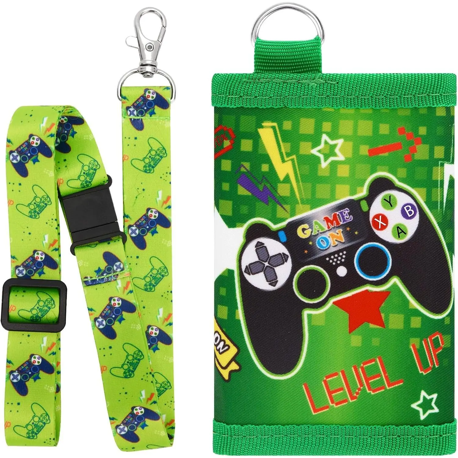 KF5-KWL11 Kids Wallet - Game Wallet for Boys Ages 4-12 Trifold Toddler Wallets with Lanyard Zippered Coin Pocket Card Holders Wallets Men Christmas Birthday Gift for Children