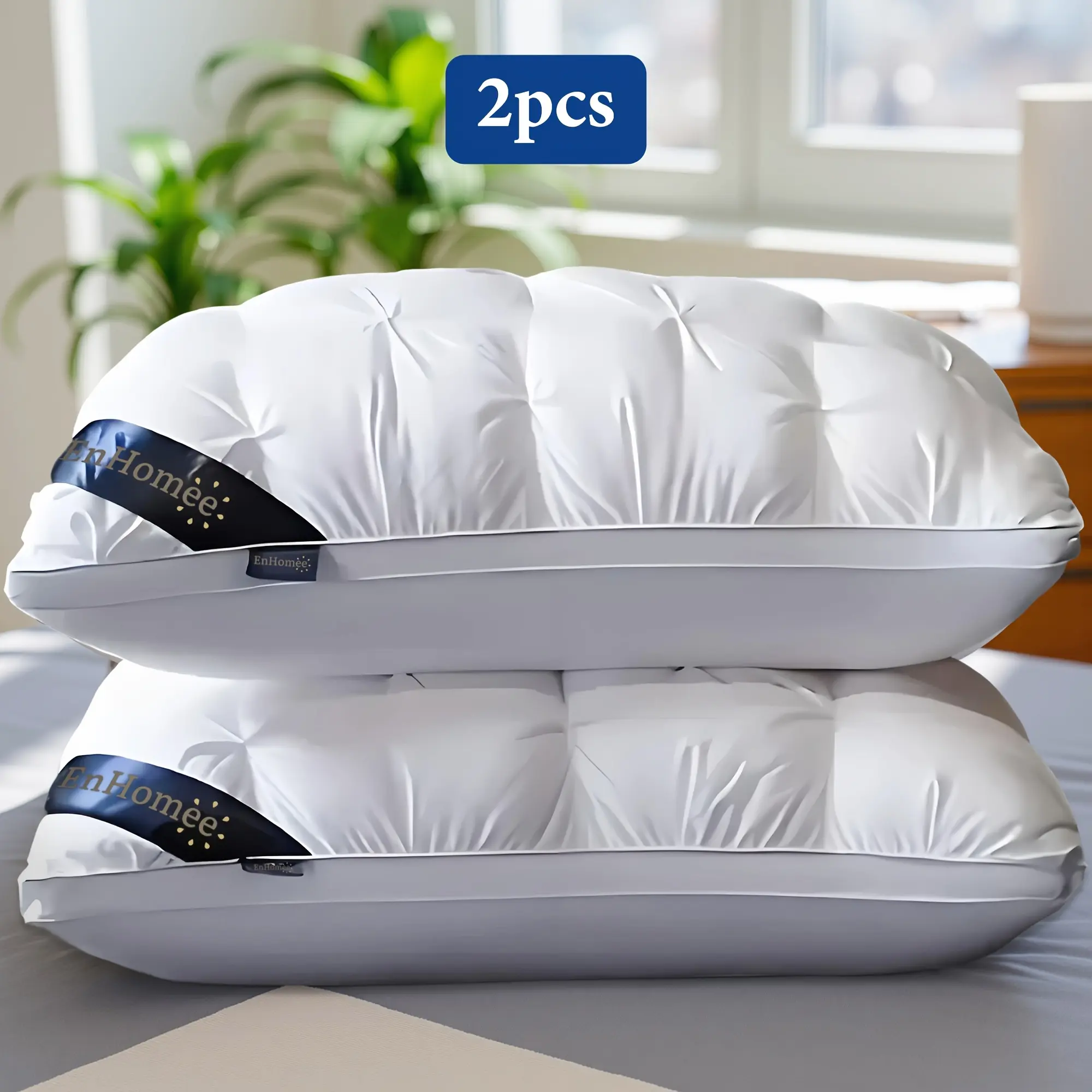 Hotel Three-Dimensional Twisted Flower Pillow, 900g, 2-Pack, White