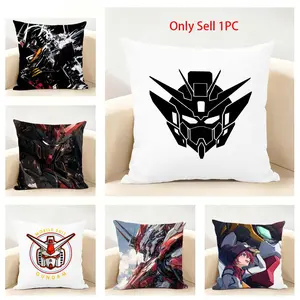 Anime mecha sci-fi classic M-Mobile Suit Gundam Pillow Case Pillowcase Linen Detachable With Hidden Zipper Washable  Breathable  Moisture-absorbingnt Decor Home Living Room Bedroom Sofas Office Car Gift