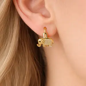 A.65 Elephant hoop earrings for women/ gold plated