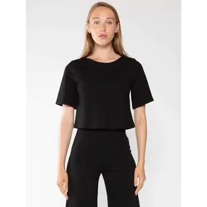 Black Ponte Knit Short Sleeve Top