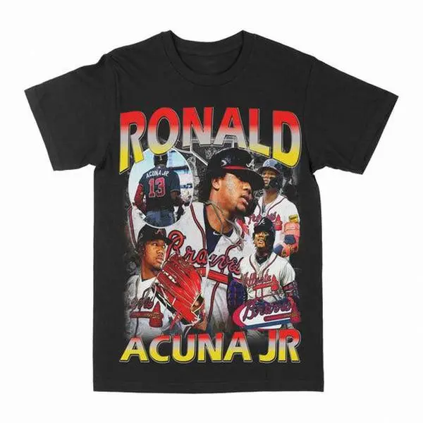 Youth & Adult Ron Acuna Jr Graphic Tee, Vintage Baseball Graphic T-Shirt, Retro Slugger Tee, Classic Game Day Sportswear, Unisex Baseball Fan Shirt