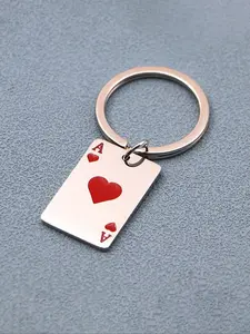 Stainless Steel Keychain, Heart a Ace Design, Unique Gift Idea for Friends, Men's Fashion Accessory